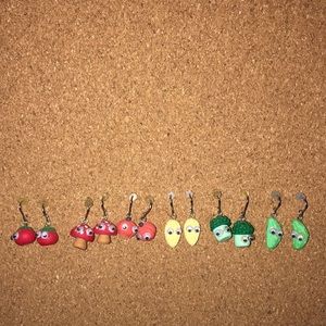 Set of 6 Veggie Earrings